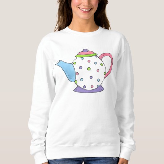 Polka Dot Tea Pot Teapot Tea Party Sweatshirt (Voorkant)