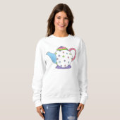 Polka Dot Tea Pot Teapot Tea Party Sweatshirt (Voorkant volledig)