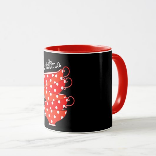 Polka dot Teacup Kitschy rood wit zwart Mok (Voorkant rechts)