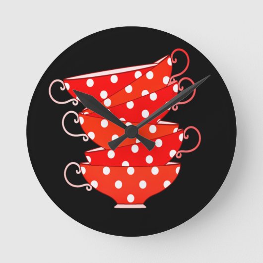  polka dot teacup ronde klok (Voorkant)