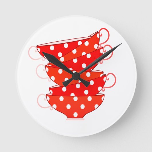  polka dot teacup ronde klok (Voorkant)