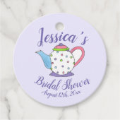 Polka Dot Teapot Aftermiddag Tea Bridal Baby showe Bedankjes Labels (Voorkant)