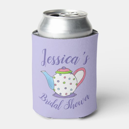 Polka Dot Teapot Aftermiddag Tea Bridal Baby showe Blikjeskoeler (Blikje Voorkant)