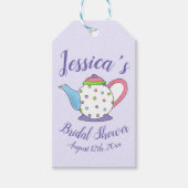 Polka Dot Teapot Aftermiddag Tea Bridal Baby showe Cadeaulabel (Voorkant)