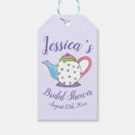 Polka Dot Teapot Aftermiddag Tea Bridal Baby showe Cadeaulabel