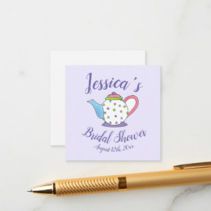 Polka Dot Teapot Aftermiddag Tea Bridal Baby showe Informatiekaartje