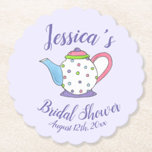 Polka Dot Teapot Aftermiddag Tea Bridal Baby showe Kartonnen Onderzetters