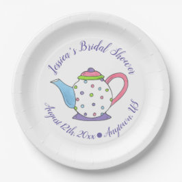 Polka Dot Teapot Aftermiddag Tea Bridal Baby showe Papieren Bordje