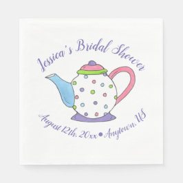 Polka Dot Teapot Aftermiddag Tea Bridal Baby showe Servet