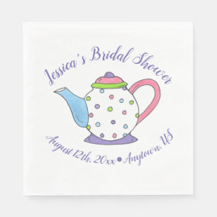Polka Dot Teapot Aftermiddag Tea Bridal Baby showe Servet