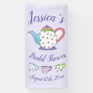 Polka Dot Teapot Aftermiddag Tea Bridal Baby showe Spandoek