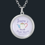 Polka Dot Teapot Aftermiddag Tea Bridal Baby showe Zilver Vergulden Ketting<br><div class="desc">Het ontwerp bevat een originele illustratie van een pastel polka dot theepot. Ideaal voor een vrijgezellenfeest, baby shower, verjaardagsfeestje of middagthee. Deze thee thema illustratie is ook beschikbaar op andere producten, met inbegrip van het coördineren van partij producten en decor. Zie je niet wat je zoekt? Hulp nodig bij maatwerk?...</div>