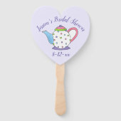 Polka Dot Teapot Aftermiddag Tea Vrijgezellenfeest Handwaaier (Voorkant)