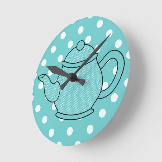 Polka Dot Teapot Ronde Klok (Hoek)