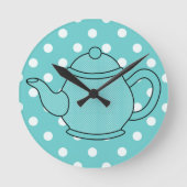 Polka Dot Teapot Ronde Klok (Voorkant)
