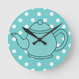 Polka Dot Teapot Ronde Klok
