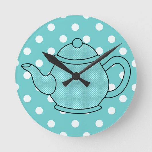 Polka Dot Teapot Ronde Klok (Voorkant)
