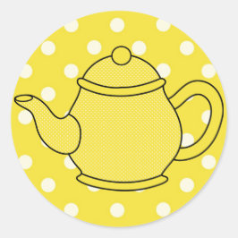 Polka Dot Teapot V2 Ronde Sticker