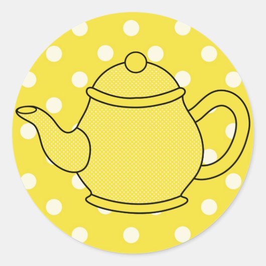 Polka Dot Teapot V2 Ronde Sticker (Voorkant)