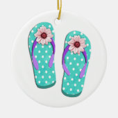 Polka Dot Teenslippers Keramisch Ornament (Voorkant)