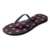 Polka Dot Teenslippers (Zwart & Neon Roze) (Schuin)
