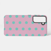 Polka Dot Telefoonhoes (Roze & Aqua) Samsung Galaxy Hoesje (Achterkant horizontaal)