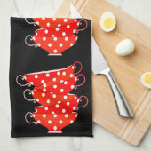  Polka dot theekopje rood en wit grillig Theedoek (Quarter Fold)