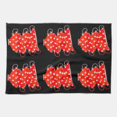 Polka dot theekopje rood en wit grillig Theedoek (Horizontaal)