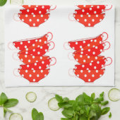  Polka dot theekopje rood wit Theedoek (Gevouwen)