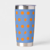 Polka Dot Thermal Tumbler (Denim Blue & Orange) Geïsoleerde Drinkbeker (Links)