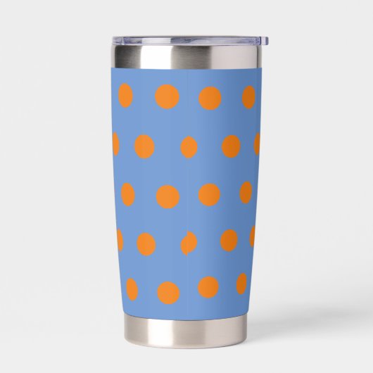 Polka Dot Thermal Tumbler (Denim Blue & Orange) Geïsoleerde Drinkbeker (Links)