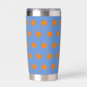 Polka Dot Thermal Tumbler (Denim Blue & Orange) Geïsoleerde Drinkbeker (Achterkant)