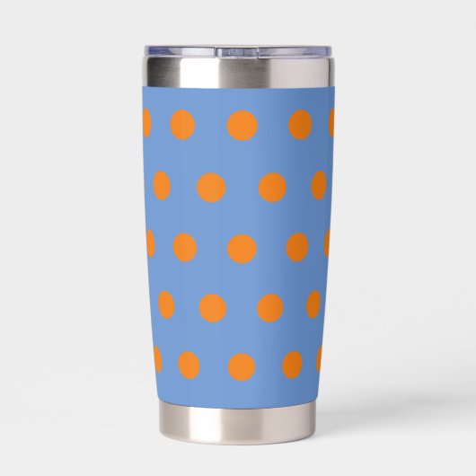 Polka Dot Thermal Tumbler (Denim Blue & Orange) Geïsoleerde Drinkbeker (Achterkant)