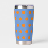 Polka Dot Thermal Tumbler (Denim Blue & Orange) Geïsoleerde Drinkbeker (Voorkant)