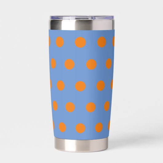Polka Dot Thermal Tumbler (Denim Blue & Orange) Geïsoleerde Drinkbeker (Voorkant)