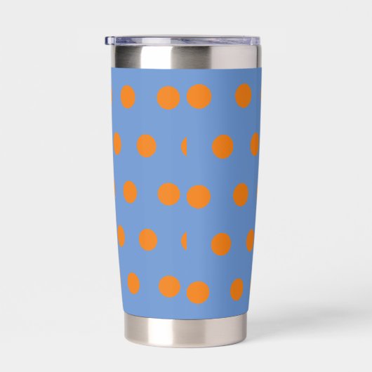 Polka Dot Thermal Tumbler (Denim Blue & Orange) Geïsoleerde Drinkbeker (Rechts)