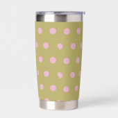 Polka Dot Thermal Tumbler (Goud & Pastel Roze) Geïsoleerde Drinkbeker (Links)