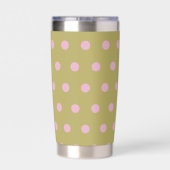 Polka Dot Thermal Tumbler (Goud & Pastel Roze) Geïsoleerde Drinkbeker (Achterkant)