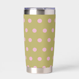 Polka Dot Thermal Tumbler (Goud & Pastel Roze) Geïsoleerde Drinkbeker