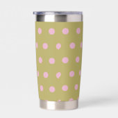 Polka Dot Thermal Tumbler (Goud & Pastel Roze) Geïsoleerde Drinkbeker (Rechts)