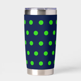 Polka Dot Thermal Tumbler (Navy Blue & Lime Green) Geïsoleerde Drinkbeker