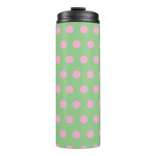 Polka Dot Thermische Tumbler (Sage Groen & Roze) Thermosbeker (Voorkant)