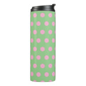 Polka Dot Thermische Tumbler (Sage Groen & Roze) Thermosbeker (Gedraaid links)