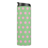 Polka Dot Thermische Tumbler (Sage Groen & Roze) Thermosbeker (Geroteerd rechts)