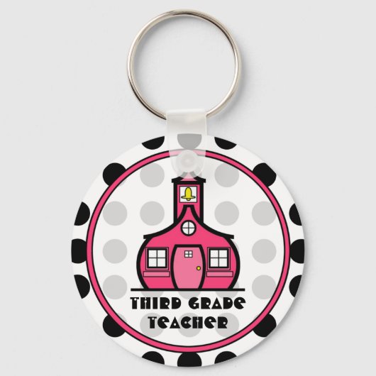 Polka Dot Third Grade Teacher Sleutelhanger (Voorkant)