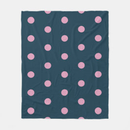 Polka Dot Throw Blanket (Midnight Blue & Soft Pink Fleece Deken