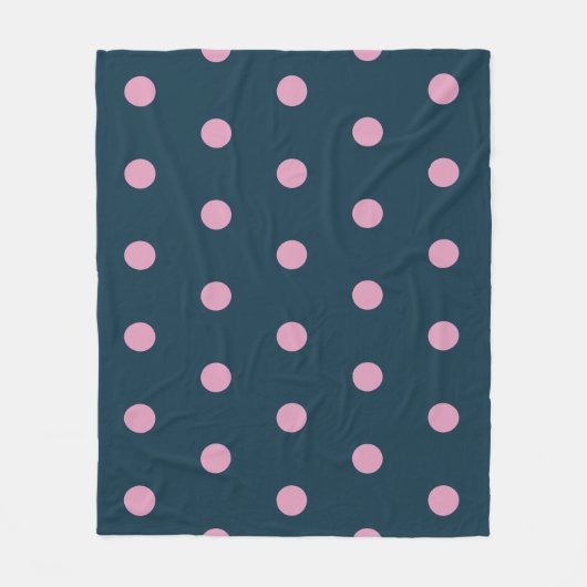 Polka Dot Throw Blanket (Midnight Blue & Soft Pink Fleece Deken (Voorkant)