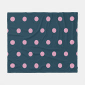 Polka Dot Throw Blanket (Midnight Blue & Soft Pink Fleece Deken (Voorkant (Horizontaal))