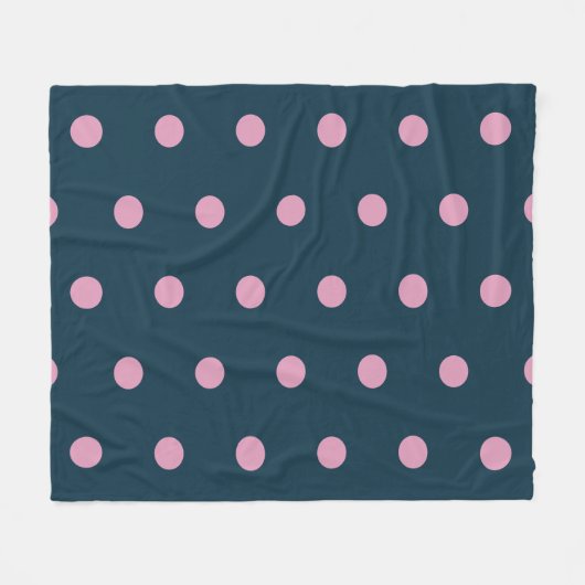 Polka Dot Throw Blanket (Midnight Blue & Soft Pink Fleece Deken (Voorkant (Horizontaal))