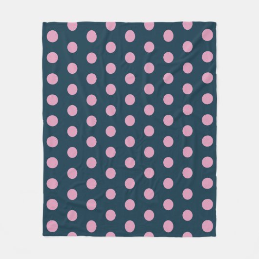 Polka Dot Throw Blanket (Midnight Blue & Soft Pink Fleece Deken (Voorkant)